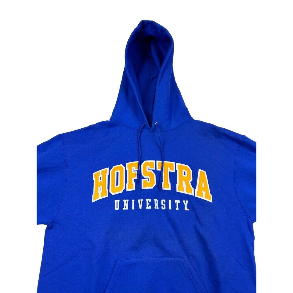 Hofstra University Hoodie Champion Eco Fleece Mens M Blue Long Sleeve Big Logo
